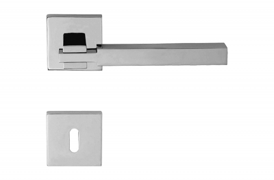 Elle Polished Chrome Door Handle With Geometric Rose for Architecture Firm Linea Calì