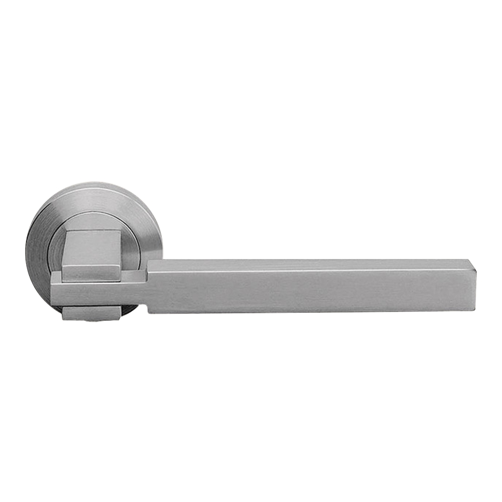 Elle Satin Chrome Door Handle With Rose Geometric Lines by Linea Calì
