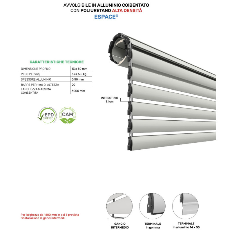 Espace Pinto Aluminum Roller Shutter High Density Polyurethane
