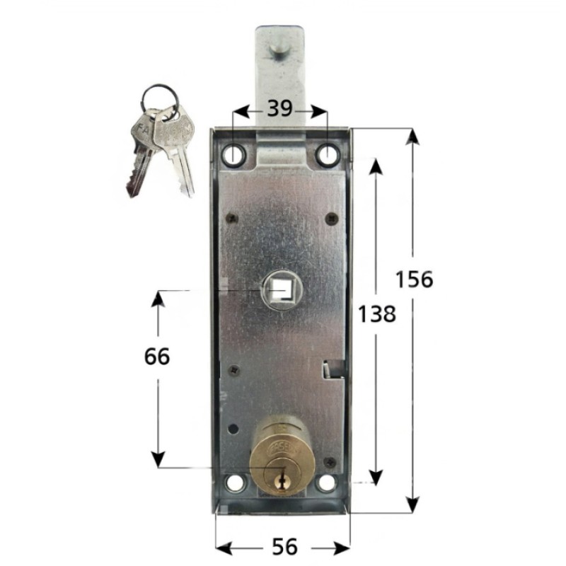 FASEM 109 Lock for Overhead Door Key Distance 73 mm with Internal Lever