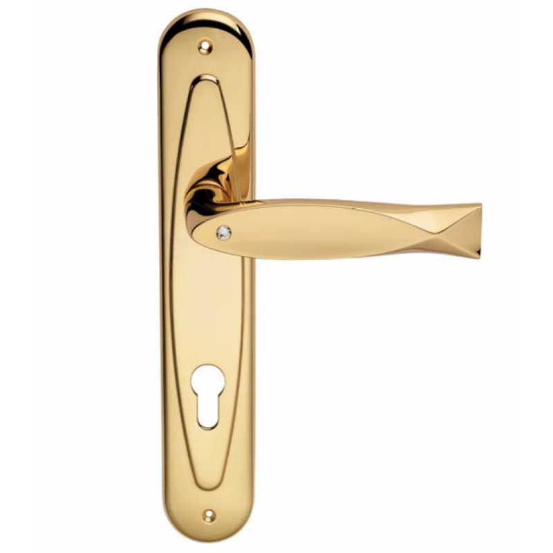 Fish Crystal Door Handle on Plate Linea Calì Crystal