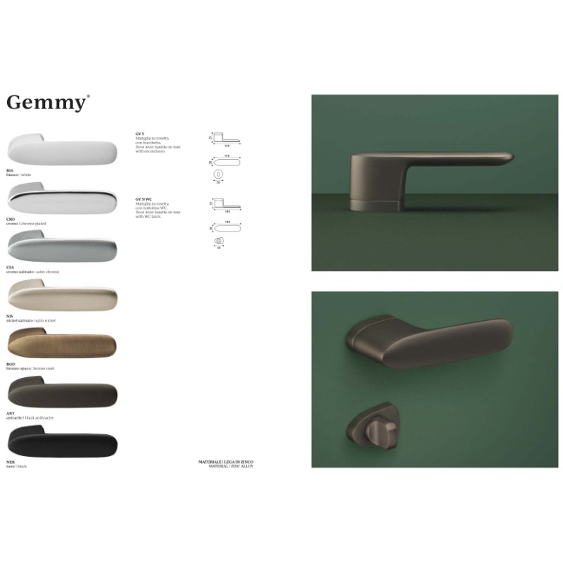 Gemmy Manital Door Handle Soft Shape Made in Italy