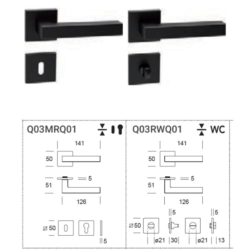 Genève Reguitti Door Handle in Slim Stainless Steel