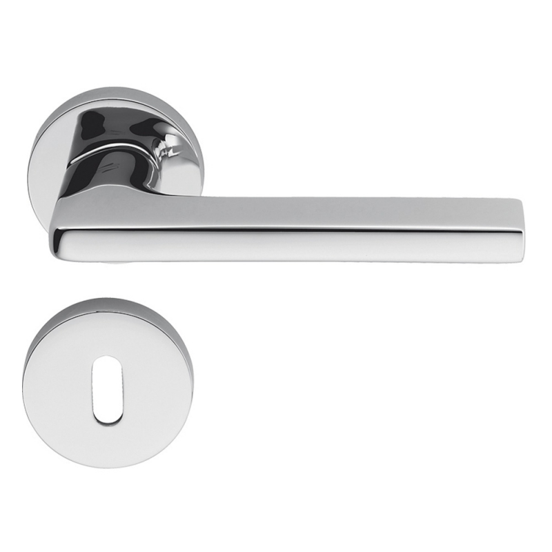 Gira Polished Chrome Door Handle on Rosette Ideal for Architect by Colombo Design