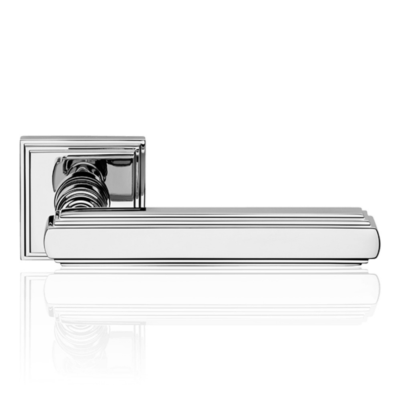 Glamor Polished Chrome Door Handle With Rose With Rationalist Design XX Century Linea Calì Vintage