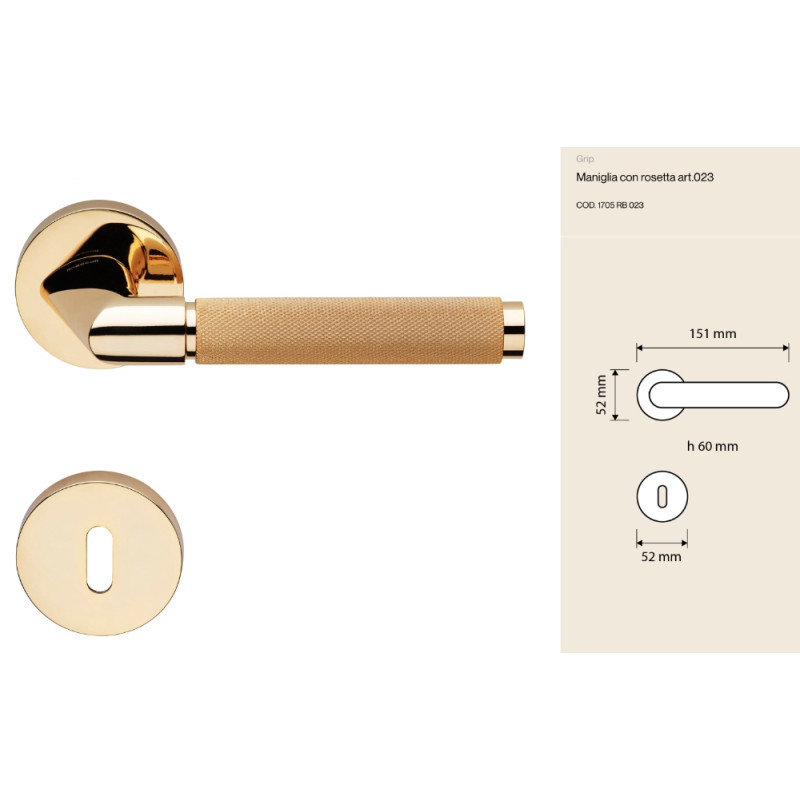 Grip Linea Calì Door Handle Modern Brass Collection