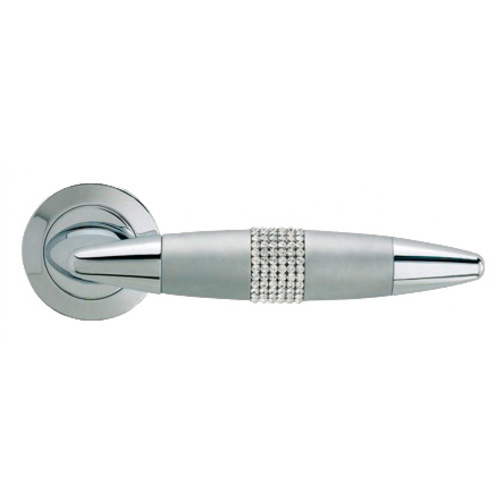 Havana Mesh Polished Chrome Door Handle on Rosette Linea Calì Crystal