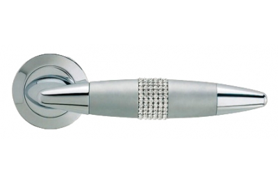 Havana Mesh Polished Chrome Door Handle on Rosette Linea Calì Crystal