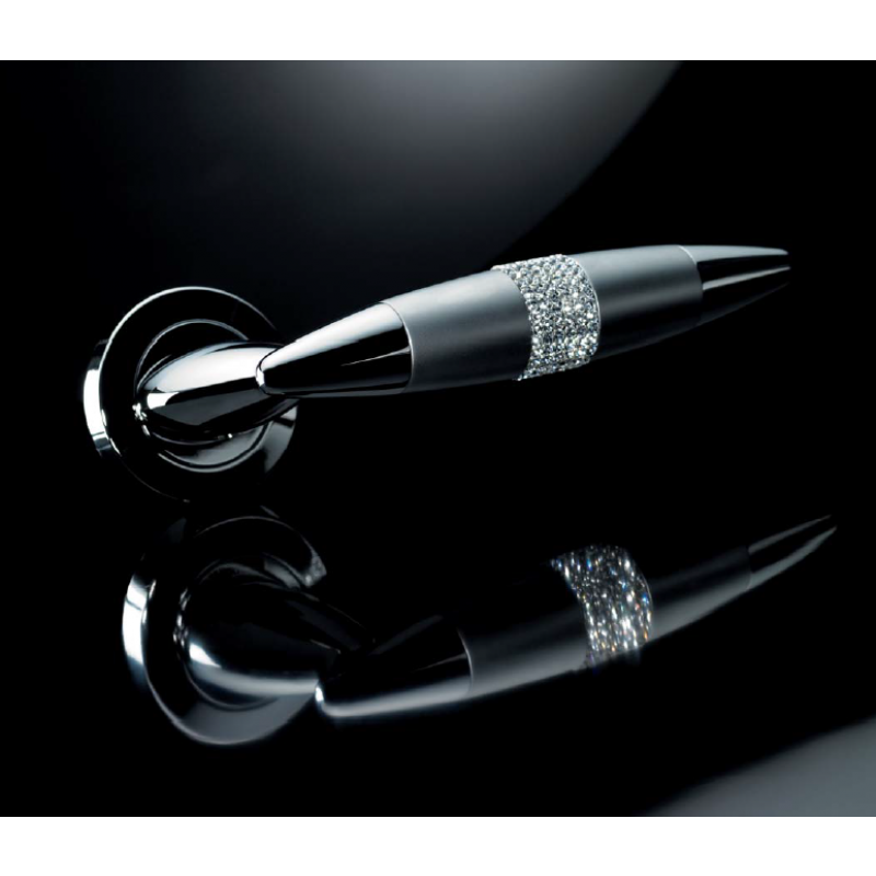 Havana Mesh Polished Chrome Door Handle on Rosette Linea Calì Crystal