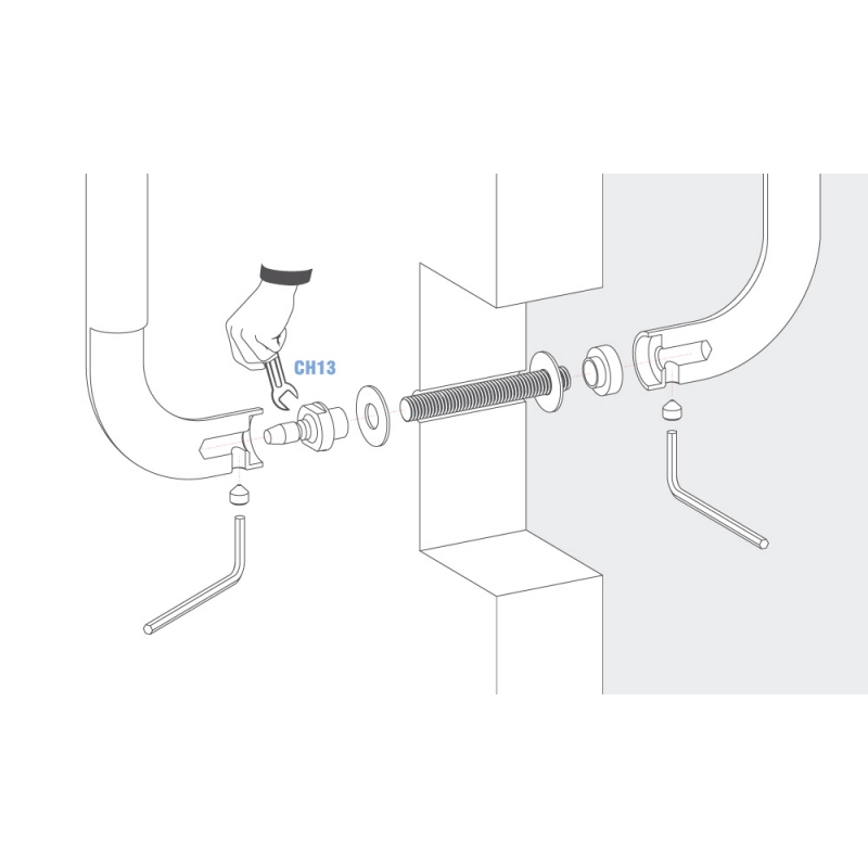 Back to Back Fixing Kit for Colombo Design Pull Handles for Doors in Wood PVC Glass Aluminum and Armored Doors