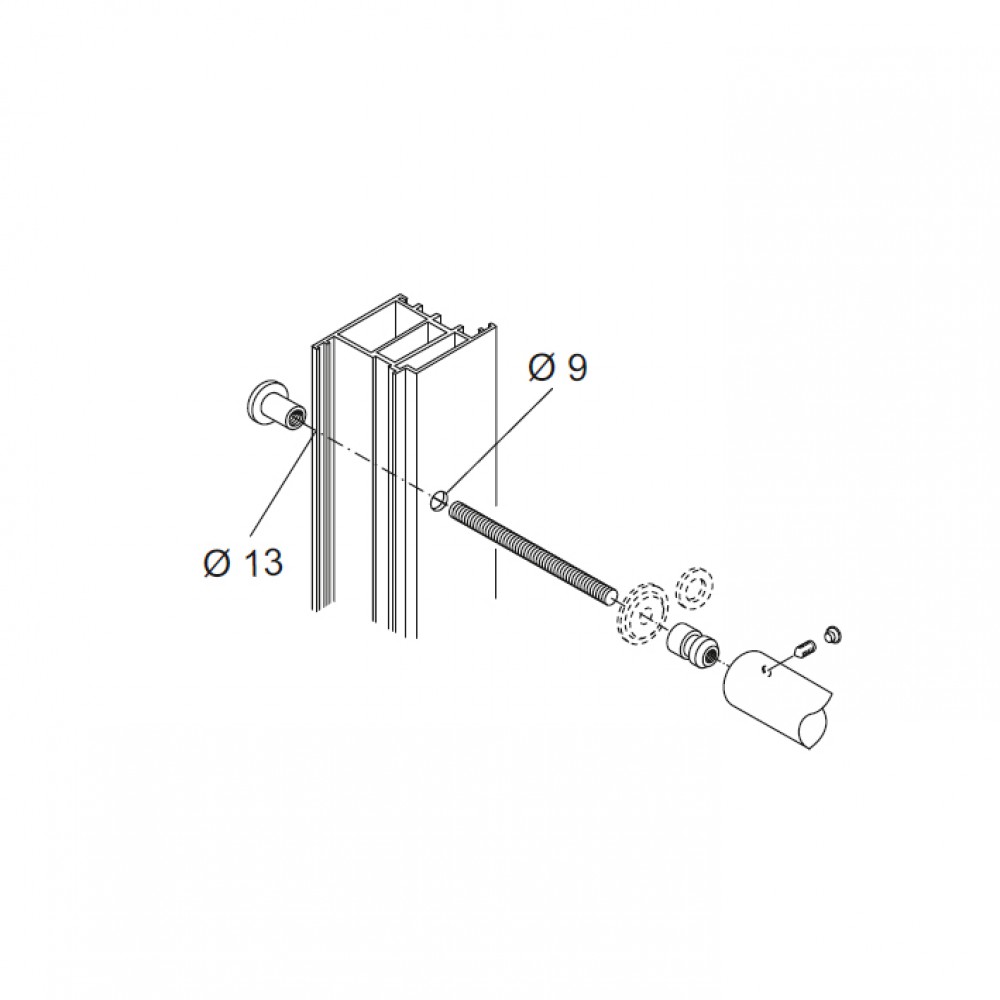 Fixing Kit pba 810 for Pair of Pull Handles for Glass Doors