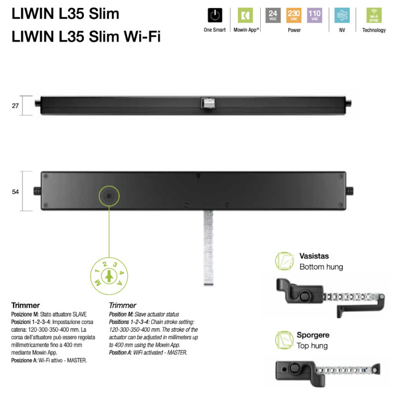 Liwin L35 Slim Comunello Chain Actuator for Windows