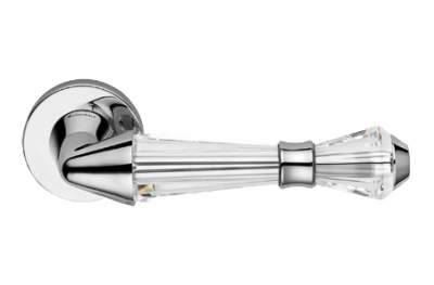 Luce Polished Chrome Door Handle on Rosette Linea Calì Crystal