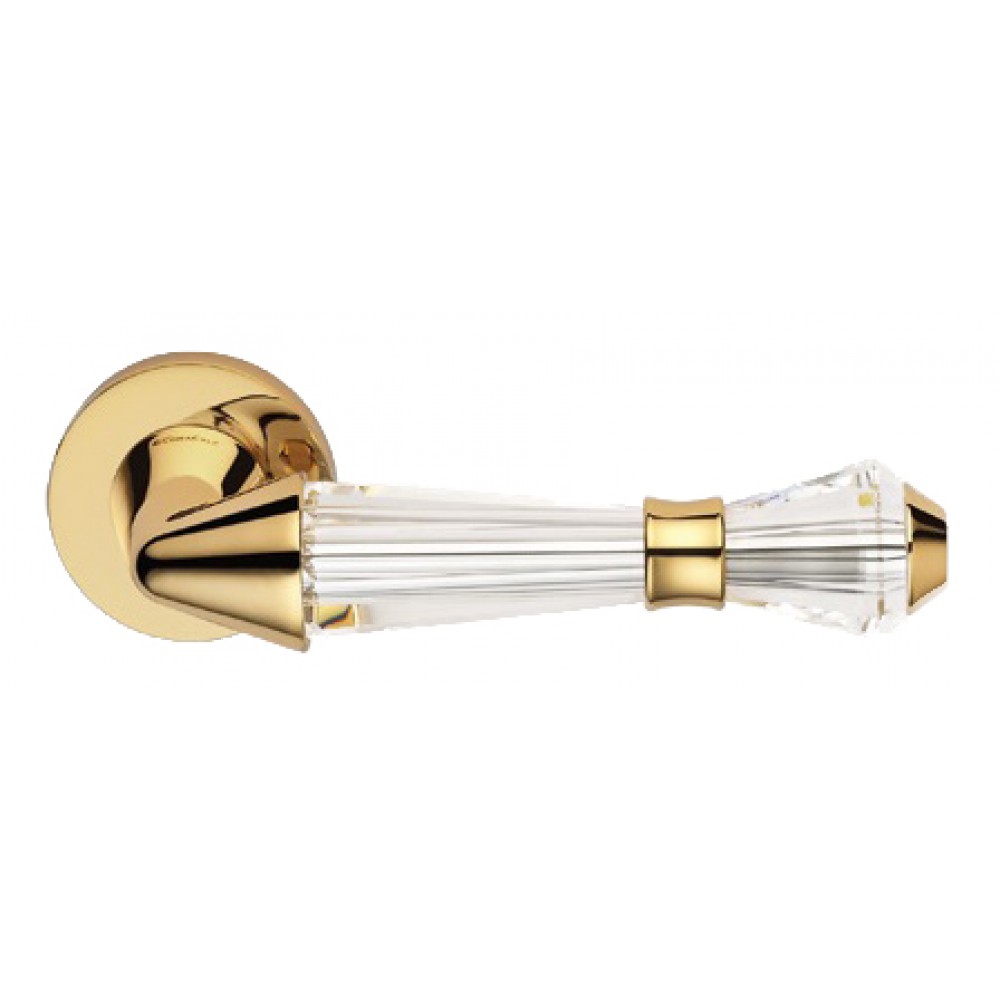 Luce Gold Plated Door Handle on Rosette Linea Calì Crystal
