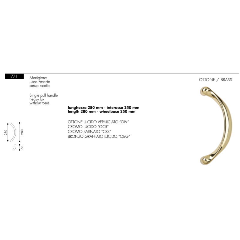Pull Handle for Door Arieni Lusso 771 280 mm Long Without Rosettes