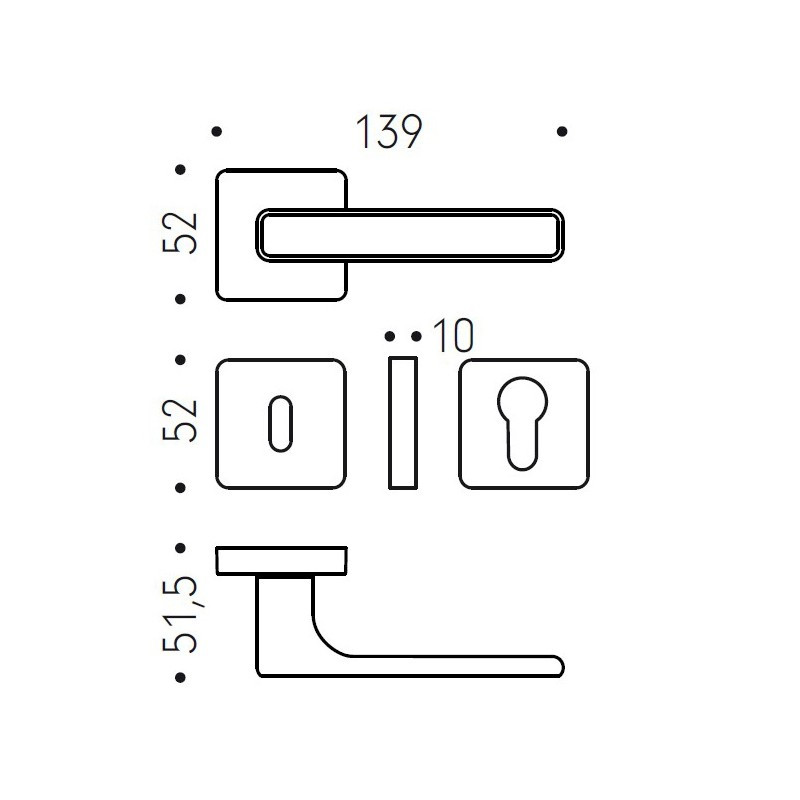 MOOD DUE Q COLOMBO Colored Handle with Square Rosette