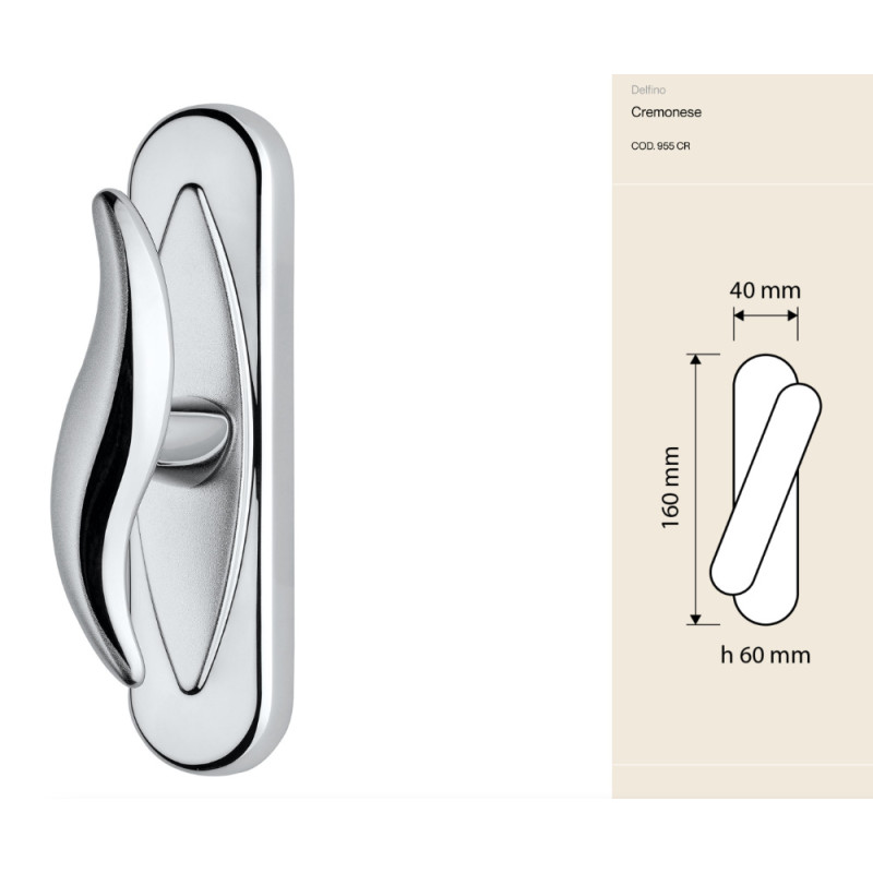Cremonese Window Handle Delfino Linea Calì in Brass