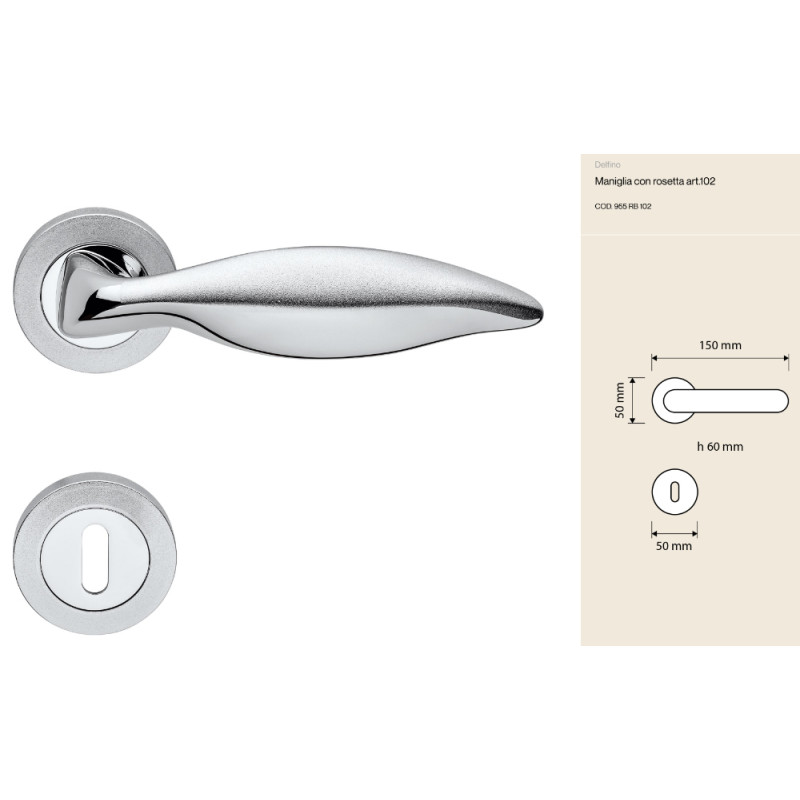 Delfino Linea Calì Classic Brass Handle for Door with Rosette