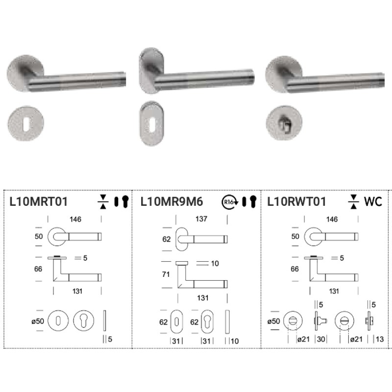 Edinburgh Reguitti Inox L10 Slim Stainless Steel Door Handle