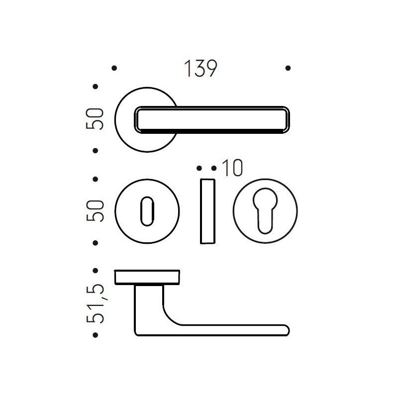 DUE COLOMBO DESIGN MOOD Door Handle with Round Rosette