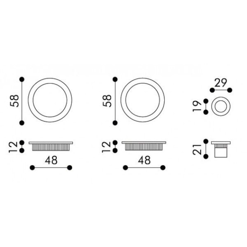 Handles for Sliding Doors Arieni 95/SF Blind Round Flush Pulls Ø58 mm