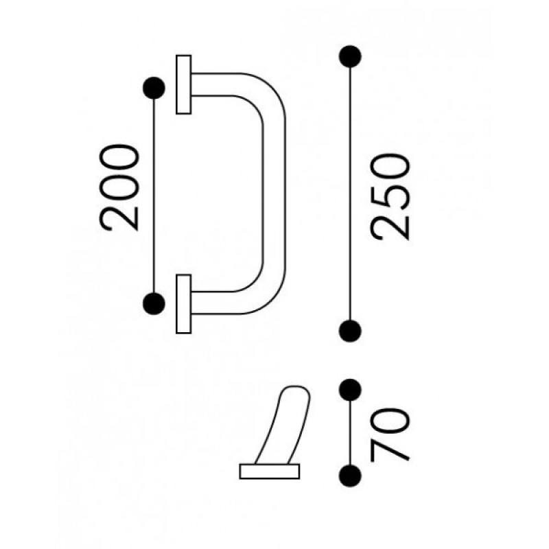 Arieni Aba 770 Door Pull Handle with Screw-On Ø50 Roses 250 mm