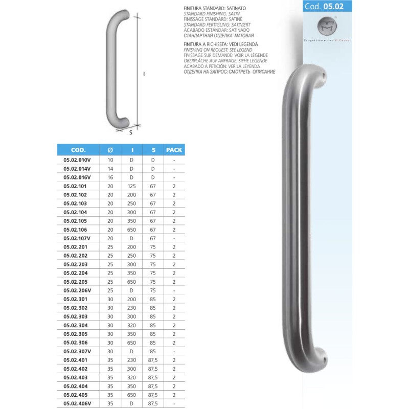 Stainless Pull Handle Satin or Polished Steel Tubular Shape