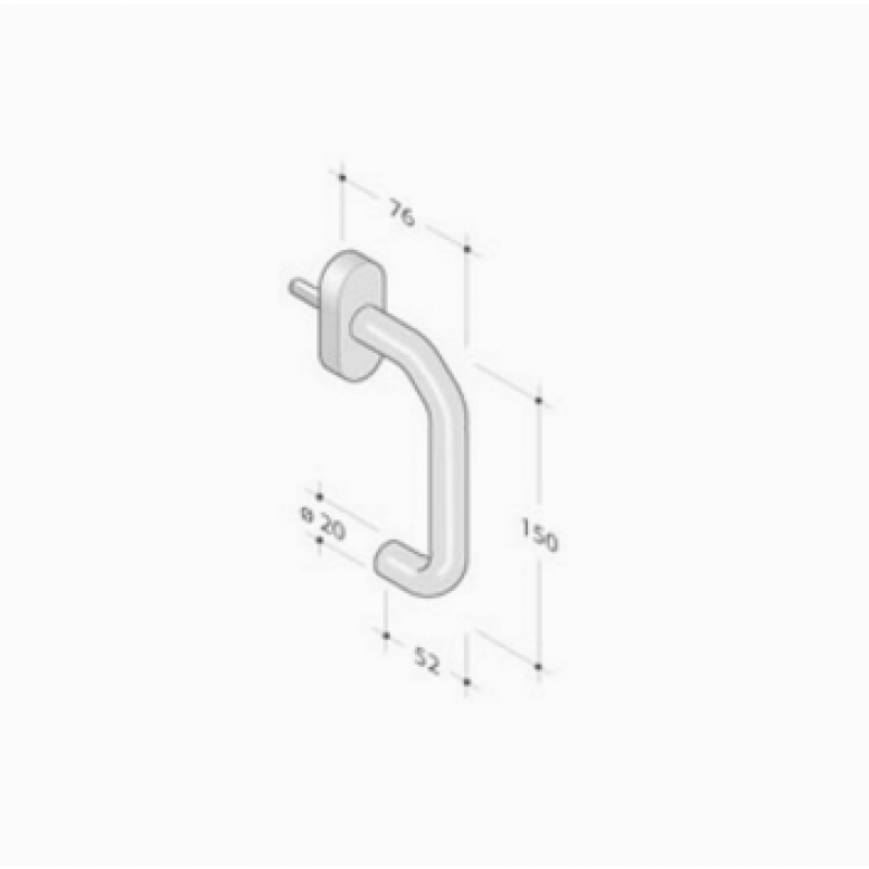 pba 2029DK Window Handle in Stainless Steel AISI 316L
