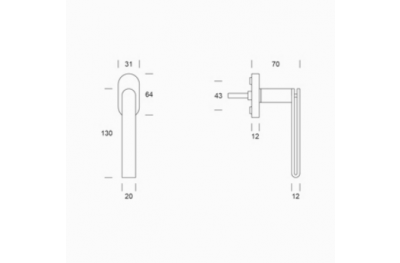 pba 2MM.015.00DK Window Handle in Stainless Steel AISI 316L