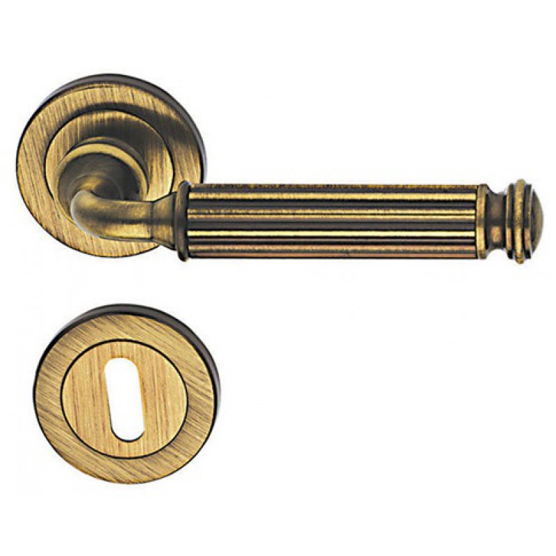 Meteor Classique PFS Pasini Brass Door Handle with Rose and Escutcheon