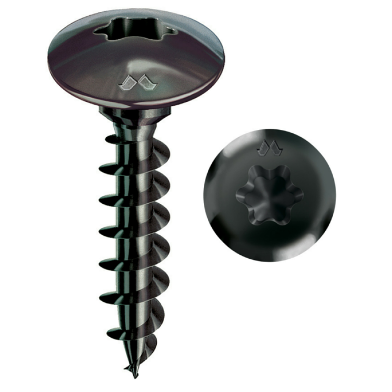 Mustad FC TX Panelvit Neroplus Screw Box 6mm Large Head with Collar