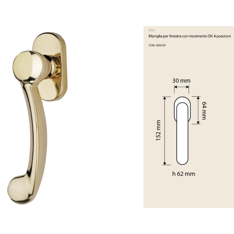 Nota Linea Calì Tilt and Turn Window Handle with DK Opening