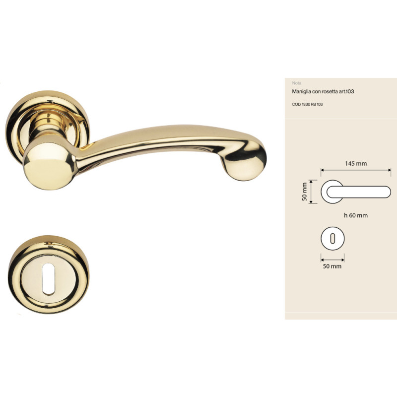 Nota Linea Calì Brass Door Handle Italian Classic Harmony