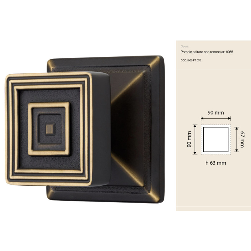 Opera Linea Calì Pull Knob with Rosette Vintage Neoclassical