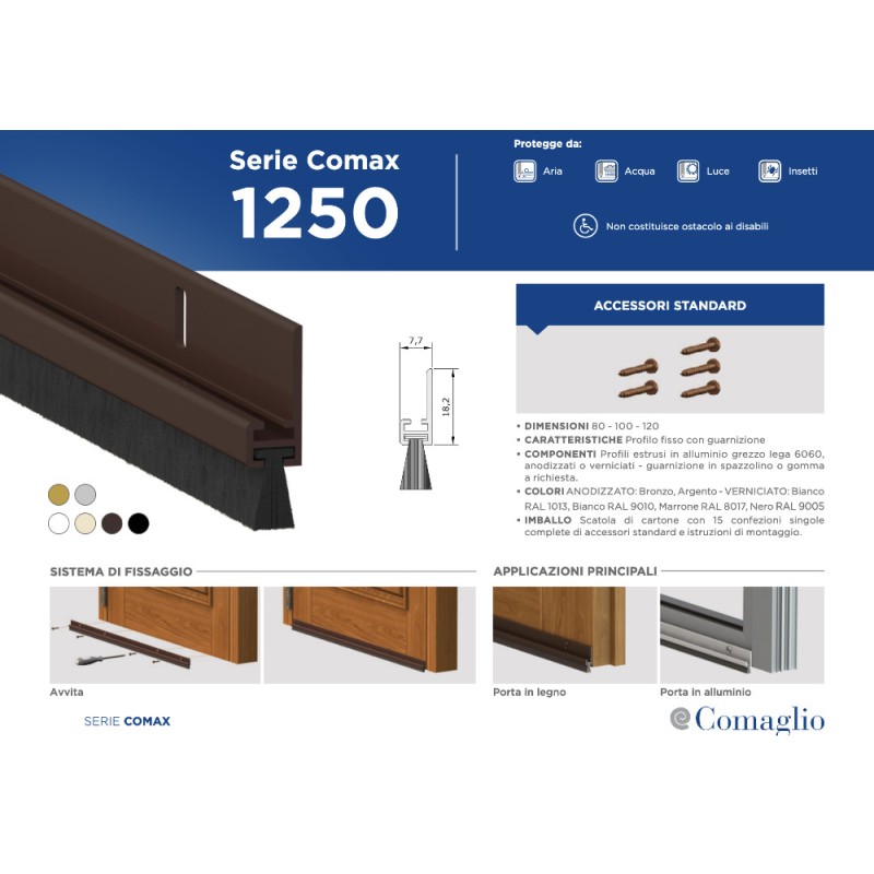 Draft Excluder for Door Comaglio 1250 Comax DIY Fixed