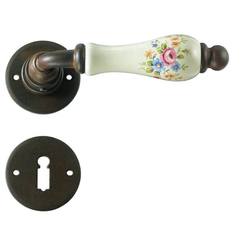 Round Paris Galbusera Door Handle with Rosette and Escutcheon Plate