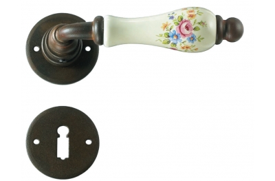 Round Paris Galbusera Door Handle with Rosette and Escutcheon Plate