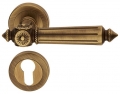 Patrizio Classique PFS Pasini Brass Door Handle with Round Rose and Escutcheon