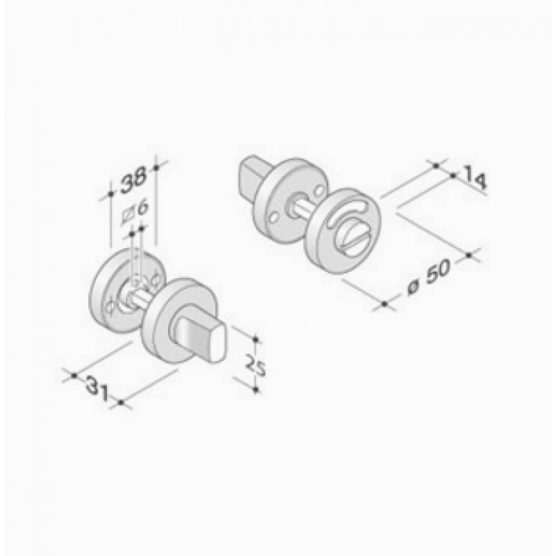 pba 2032 Pair of WC Bolts in Stainless Steel AISI 316L
