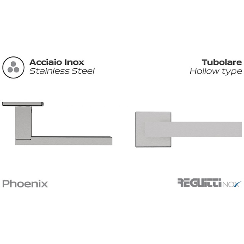 Phoenix Reguitti Inox Door Handle with Slim Square Rosette