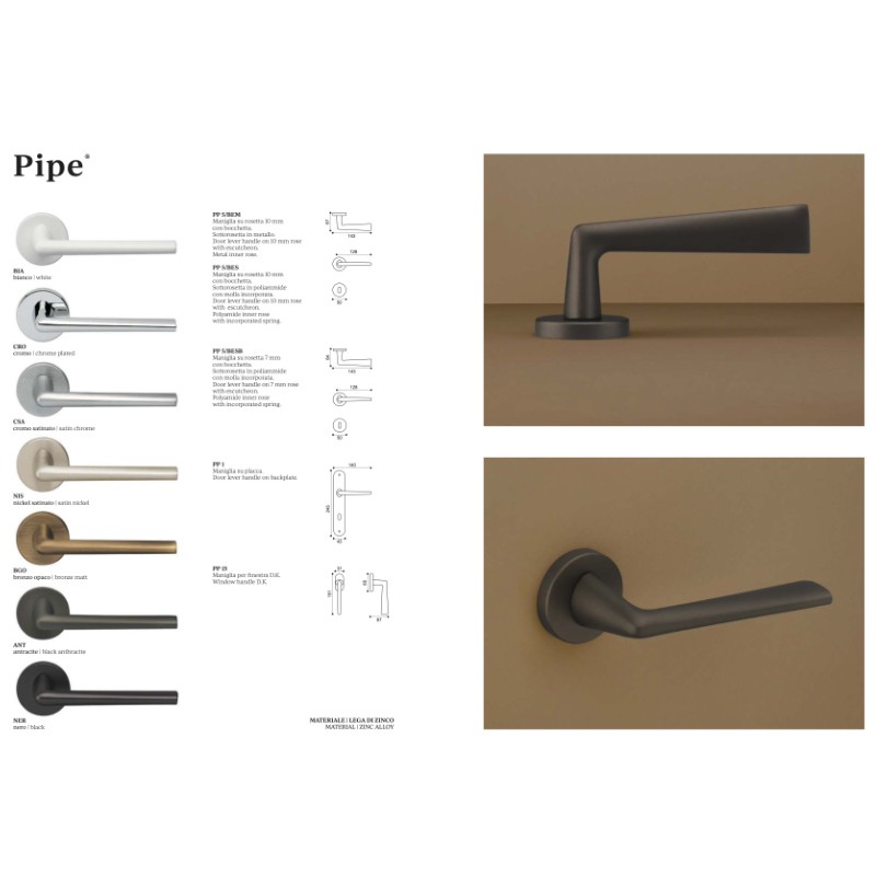 Pipe Manital Contemporary Door Lever Handle Timeless Elegance
