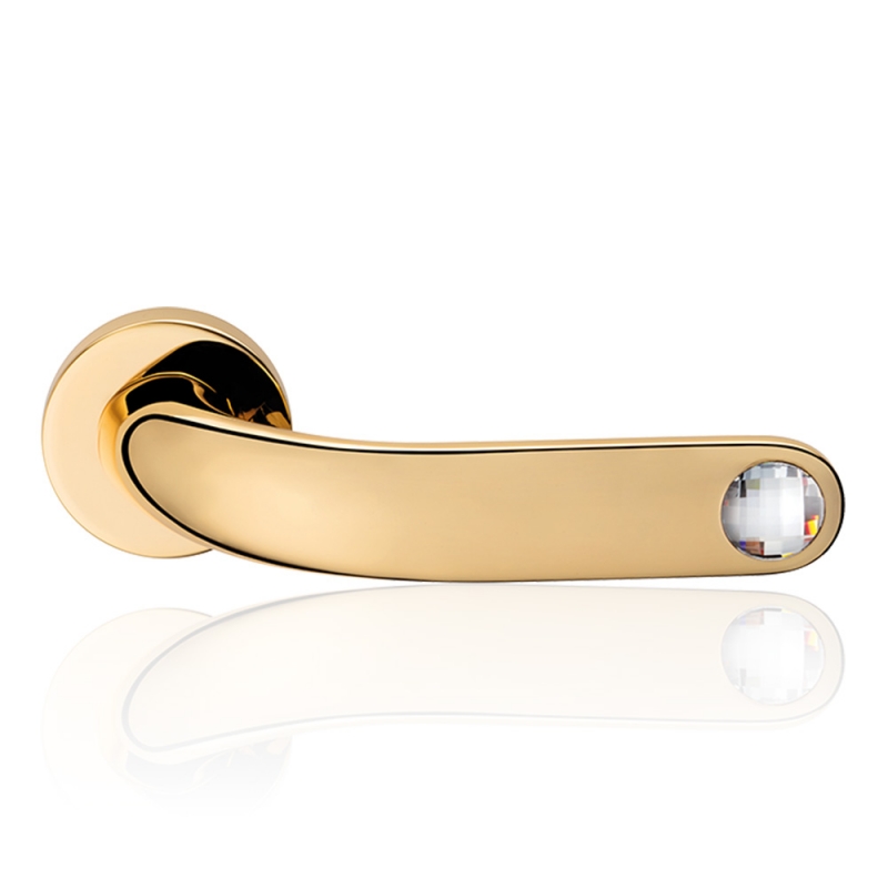 Point Crystal Gold Plated Door Handle With Swarovski Crystal Linea Calì Design