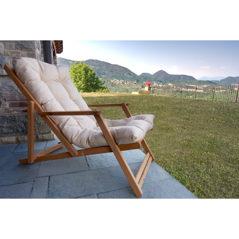 Adjustable Wooden Armchair Itaca Losa with Removable Cushion