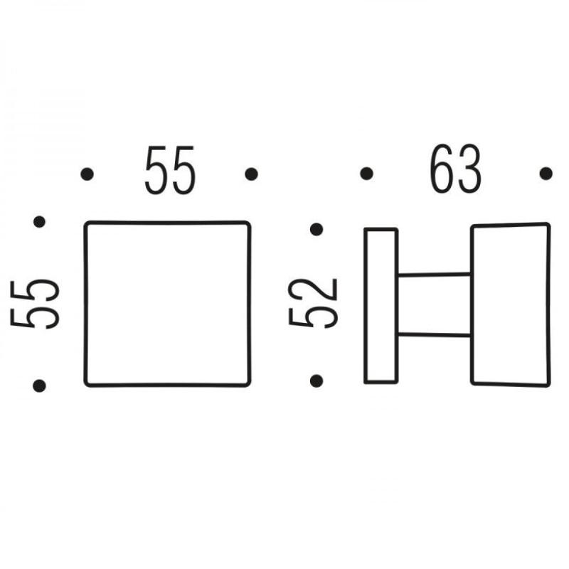 Fixed Door Knob ONE Q MOOD COLOMBO Square Rosette 52x52mm