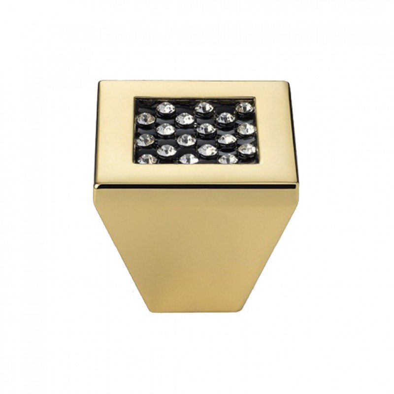 Furniture Knob Linea Calì Mesh Crystal PB with Black Swarowski® Gold Plated
