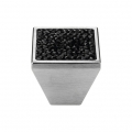 Cabinet Knob Linea Calì Rocks PB with Black Jet Swarowski® Satin Chrome
