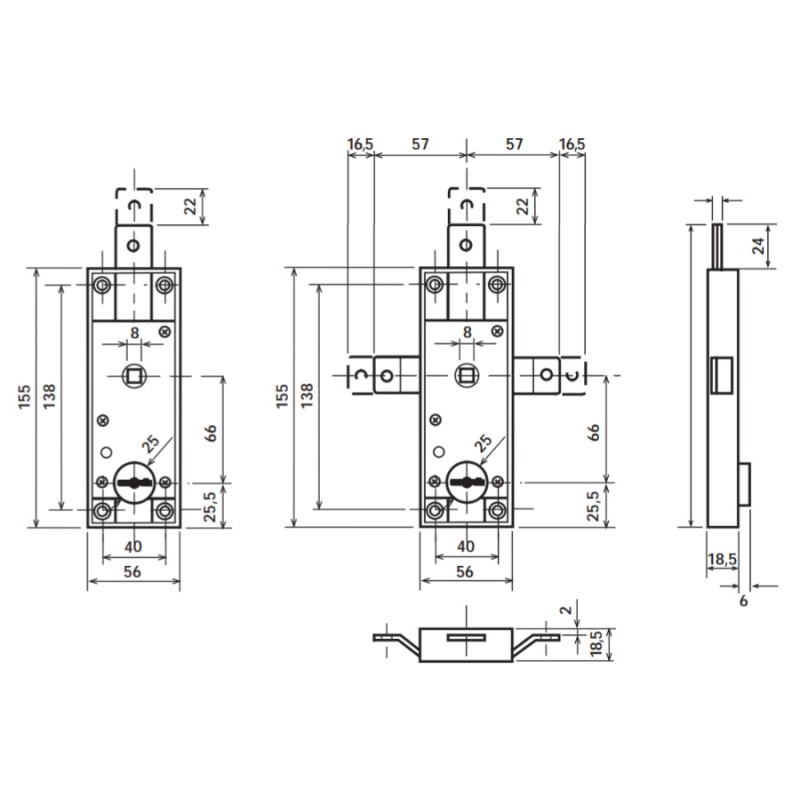 Potent 1640 Lock for Tilt Door Double Bitted