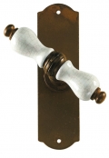 Prague Galbusera Window Handle with Plate Porcelain and Wrought Iron