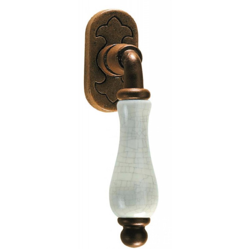 Prague Galbusera Dry Keep Window Handle Porcelain and Wrought Iron