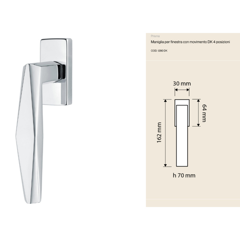 Prisma Linea Calì DK Window Handle Rhomboidal Shape